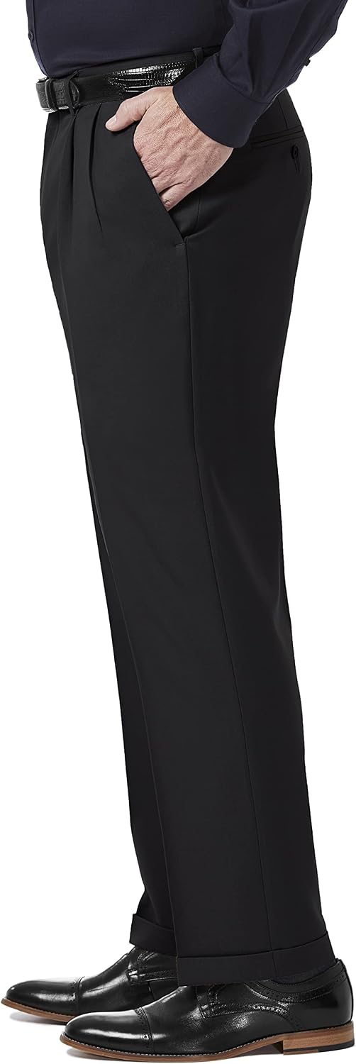 Haggar Men's Premium Comfort Classic Fit Pleat Front Pant Reg. and Big & Tall Sizes Standard 38W x 30L Black